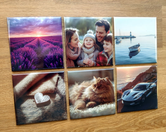 Set de magneți foto pătrați personalizați 65×65 mm, 6 bucăți